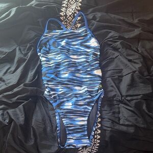 Blue Speedo Flyback Workout Swimsuit- Size 34